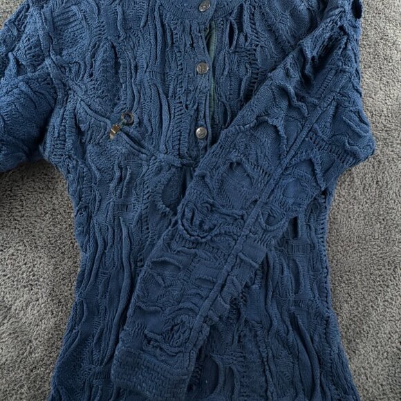 COOGI Blues Authentic Women Sweater Knit Pullover Blue Medium Cotton Henley - Picture 14 of 16